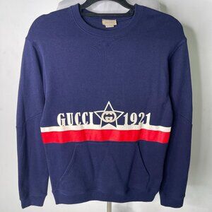 Gucci Kid's Blue Gucci 1921 100% Cotton Crewneck Sweatshirt Size 12